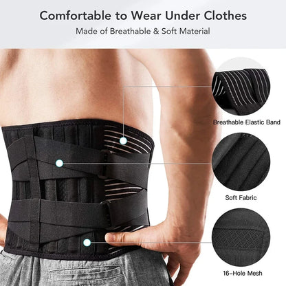 Orthopedic Lumbar Support Belt with Double Pull for Spine Decompression and Back Pain Relief